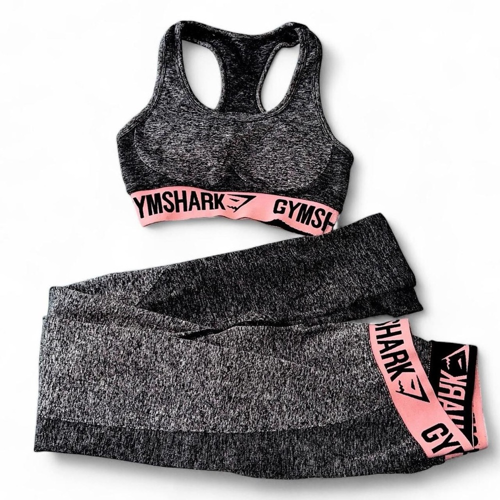Gymshark Gray and Pink Sports Bra and Leggings Set